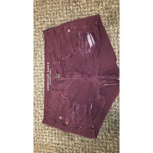 Burgundy American eagle shorts